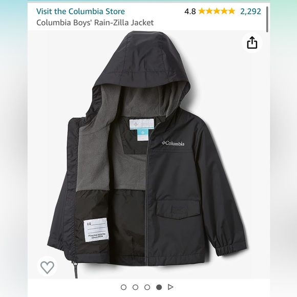 BRAND NEW from Amazon Rain-zilla Columbia Jacket Toddler 3T Light lining - Picture 2 of 2